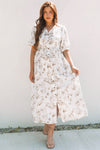 Floral Puff Sleeve Button Front Maxi Dress