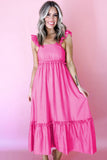 Ruffle Tiered High Waist Maxi Dress