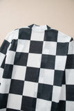 Checkered Waffle Knit Cardigan