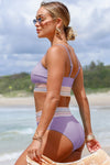 Orchid Striped High Waist Bikini Set