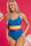 Color Block Crisscross One Piece Swimwear