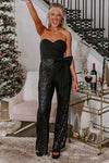 Sequined Knot Waist Wide Leg Jumpsuit