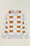 Checkered Ribbed Edge Sweater