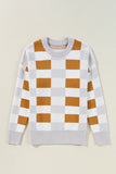 Checkered Ribbed Edge Sweater