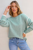 Jade Color Block Crewneck Sweater