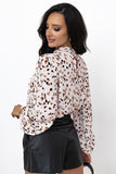 Leopard Print Lantern Sleeve Blouse