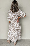 Floral Puff Sleeve Button Front Maxi Dress