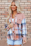 Rose Plaid Corduroy Shacket