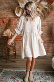 White Ruffled Puff Sleeve Dress