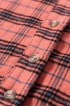 Red Plaid Distressed Hem Button Up