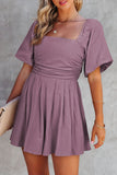 Valerian Square Neck Ruched Romper