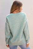 Jade Color Block Crewneck Sweater