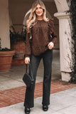 Leopard Ruffled Puff Sleeve Blouse