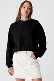 Black Drop Shoulder Crewneck Pullover Sweatshirt