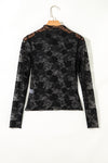 Floral Mesh Lace Mock Neck Top