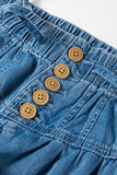 Mineral Wash Button Wide Leg Jeans