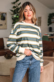 Stripe Oversized Crew Neck Sweatshirt