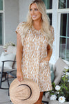Abstract V Neck Short T Shirt Dress