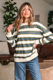 Stripe Oversized Crew Neck Sweatshirt