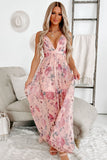 Floral V-Neck Empire Waist Maxi Dress