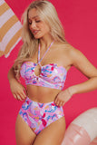 Floral Halter Neck High Waist Bikini
