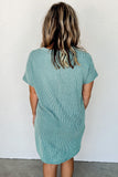 Blue Ribbed Knit Dress