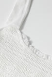 White Adjustable Tie Straps Smocked Mini Dress
