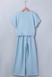Blue Solid 2 Piece Outfit