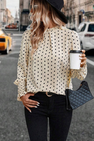 Polka Dot Frilled Collar Blouse