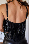 Sequin Tasseled Tank Crop Top