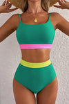 Color Block Trim High Waisted Bikini