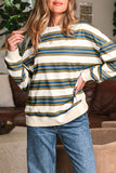 Stripe Oversized Crew Neck Sweatshirt
