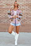 Pink Western Aztec Print Sherpa Jacket