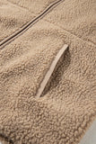 Khaki Fleece Zip Up Hooded Jacket