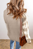 Khaki Knit Color Block Sweater