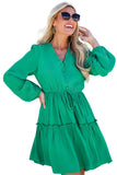 Kelli Green Frilly Puff Sleeve Dress