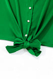 Emerald Green Balloon Sleeve Front Tie Blouse