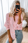 Pink Button Up Long Sleeve Blouse