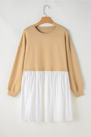 Apricot Color Block Ruffled Dress – Red Boutique