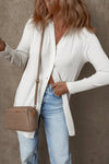 White Ribbed Button Up Tunic Cardigan