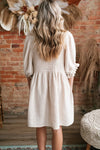 White Ruffled Puff Sleeve Dress