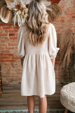 White Ruffled Puff Sleeve Dress