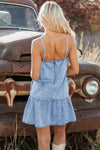 Spaghetti Strap Ruffle Hem Denim Dress