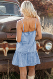 Spaghetti Strap Ruffle Hem Denim Dress