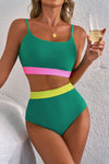 Color Block Trim High Waisted Bikini