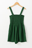 Green Pleated Square Neck Romper