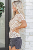 Checkered Crew Neck Mesh Top