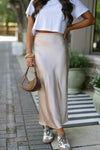 Satin High Waist Maxi Skirt