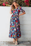 Vintage Floral Print Maxi Dress