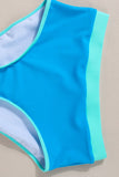 Blue Crisscross Back High Waist Bikini